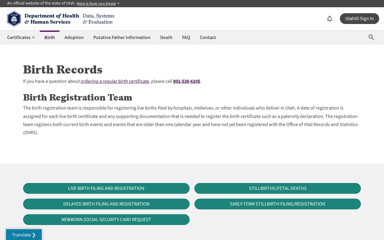 Washington residents directory Utah vital records