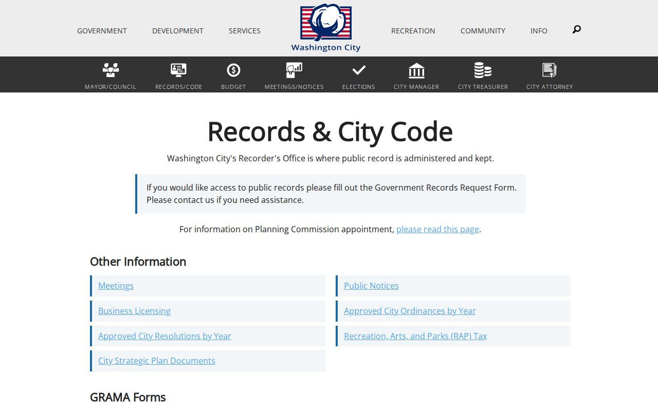 Washington residents directory city records page