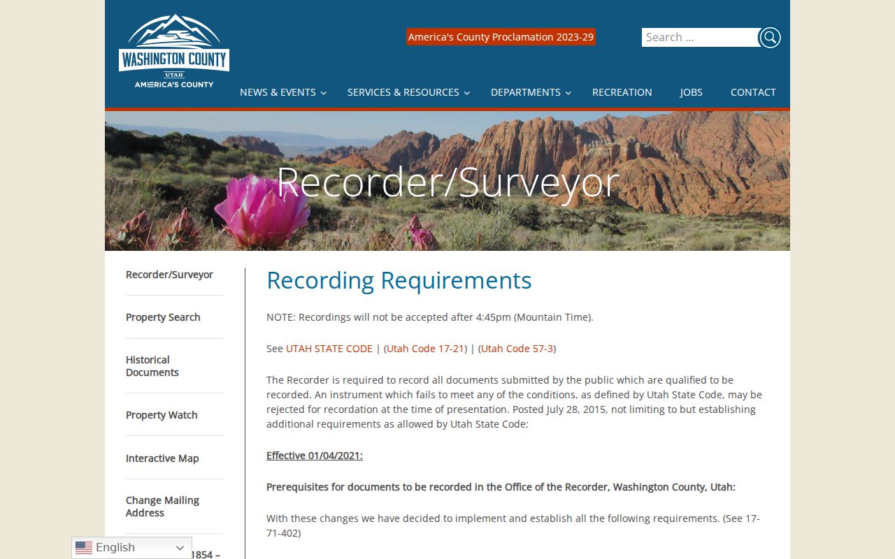 Washington previous residents county recording requirements