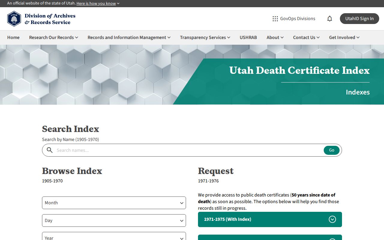 Washington resident lookup Utah death index