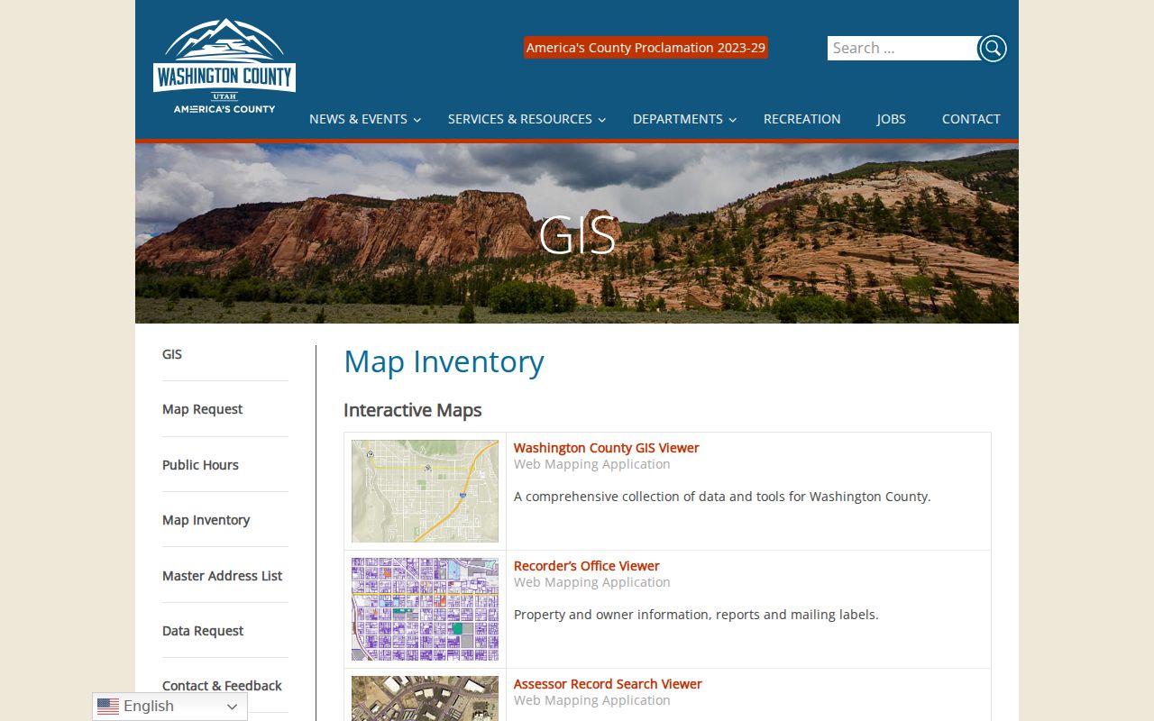 Washington street directory county GIS map inventory
