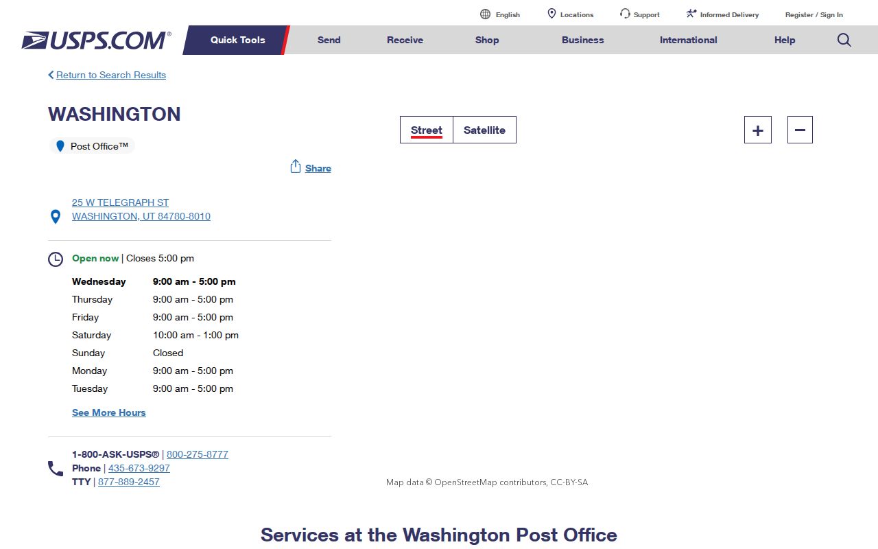Washington ZIP code directory post office listing