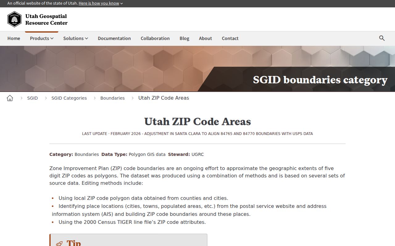Washington ZIP code directory Utah boundary map